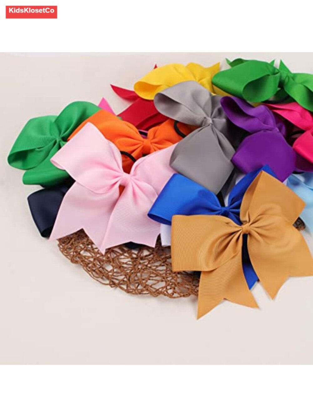 Large 8in Cheer Hair Bows - 16 Pack Handmade Grosgrain Ribbon Ponytail Holders - Picture 5 of 5